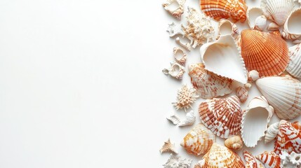 Assorted Shells on White Background