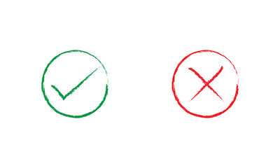 Check box tick mark icon set button correct right wrong buttons or yes or no checkmark red cross green tick vector illustration.