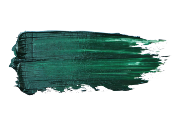 dark green paint brush stroke isolated on white or transparent png