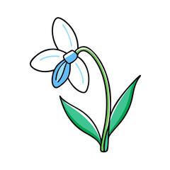 snowdrop flower vector icon, vector flower illustration, flower icon - simple vector illustration of a snowdrop flower, ideal for floral designs, botanical art, and nature-themed projects..