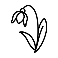 snowdrop flower vector icon, vector flower illustration, flower icon - simple vector illustration of a snowdrop flower, ideal for floral designs, botanical art, and nature-themed projects..