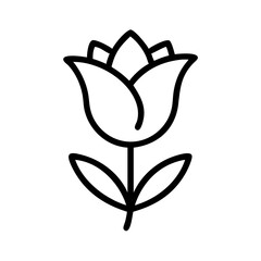 tulip flower vector icon, vector flower illustration, flower icon - simple vector illustration of a tulip flower, ideal for floral designs, botanical art, and nature-themed projects..