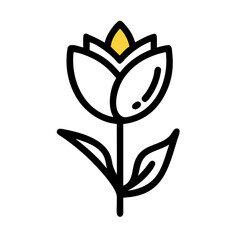 tulip flower vector icon, vector flower illustration, flower icon - simple vector illustration of a tulip flower, ideal for floral designs, botanical art, and nature-themed projects..