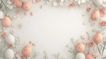 Obraz premium Soft Pastel Easter Floral Design with Eggs