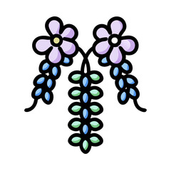 wisteria flower vector icon, vector flower illustration, flower icon - simple vector illustration of a wisteria flower, ideal for floral designs, botanical art, and nature-themed projects..