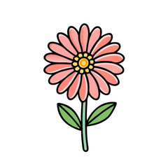 zinnia  flower vector icon, vector flower illustration, flower icon - simple vector illustration of a zinnia  flower, ideal for floral designs, botanical art, and nature-themed projects..