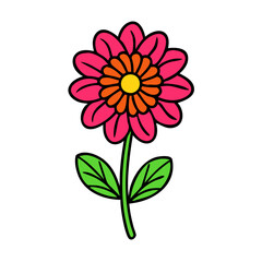 zinnia  flower vector icon, vector flower illustration, flower icon - simple vector illustration of a zinnia  flower, ideal for floral designs, botanical art, and nature-themed projects..