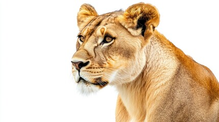 Fototapeta premium Majestic Lioness Portrait on White Background