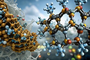 Detailed Visualization of Peptidase Enzyme Activity with Copy Space for Scientific Illustration and Educational Purposes in Biochemistry Context