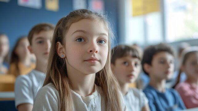 Engaged students in a classroom using Emotion AI technology to enhance learning experiences during a lesson