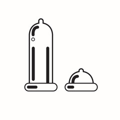 Contraceptive condom illustration isolated. Condom medical line icon vector illustration. Barrier contraception for men. Personal protective equipment against HIV and venereal diseases.