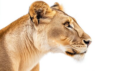 Naklejka premium Elegant Lioness Profile on White Background
