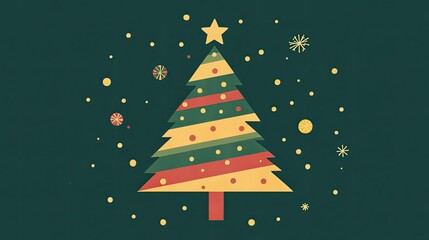 Colorful Christmas Tree on a Festive Background
