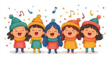 Fototapeta premium kids choir singing, celebration concept 