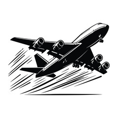 Airplane Black Vector,SVG,Airplane Svg, Airplane SCG, Travel Svg, Airplane Silhouette, Airplane Png, Aeroplane Svg, Airplane Heart Svg