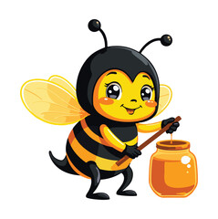 A Bee With Honey Vector Illustration