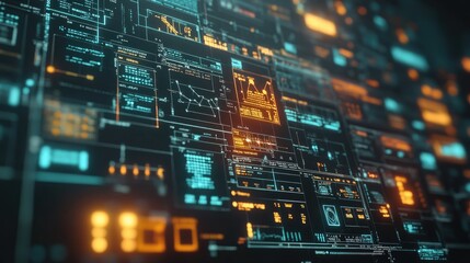 Obraz premium Digital Data Visualization with Graphs and Charts