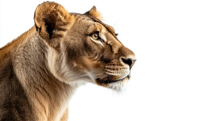 Obraz premium Regal Lioness Profile on White Background