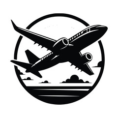 Airplane Black Vector,SVG,Airplane Svg, Airplane SCG, Travel Svg, Airplane Silhouette, Airplane Png, Aeroplane Svg, Airplane Heart Svg
