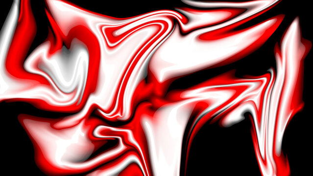 Abstract red, white and black liquid pattern.