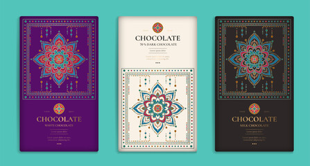 Luxury packaging design of chocolate bars. Vintage vector ornament template. Elegant, classic elements. Great for food, drink and other package types. Can be used for background and wallpaper.