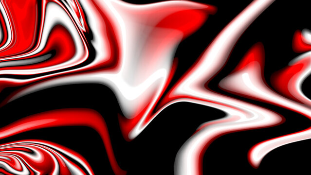 Abstract swirling red white and black pattern.