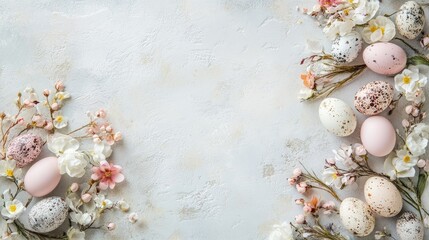 Easter Eggs and Flowers Arrangement Background