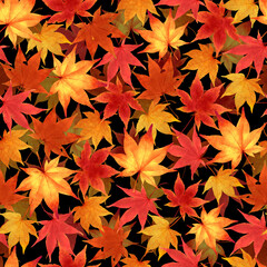 秋　紅葉　シームレスパターン　和風　落ち葉