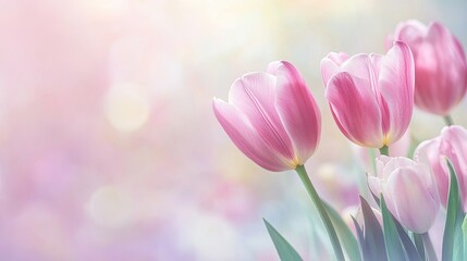 Obraz premium Soft Pink Tulips with Gentle Background Blush
