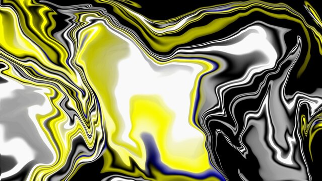 Abstract swirling yellow, white, black, and blue.