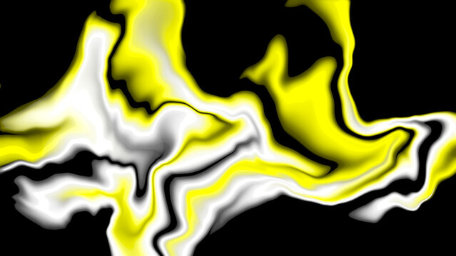 Abstract swirling shapes yellow white black.