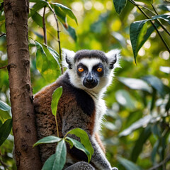 Fototapeta premium lemur on tree