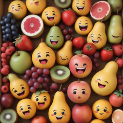 Superbe photo de fruits emojis qui rigolent et qui sont jolis