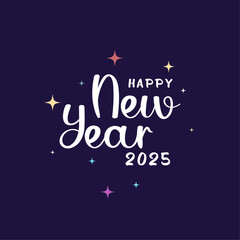 Happy new year 2025 with colorful star