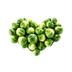 Brussels sprouts bright green small and tightly packed gently arranged in a heart formation Food