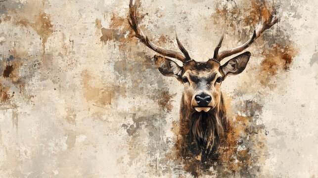 Majestic Stag with Abstract Background