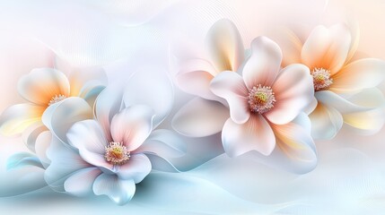 Fototapeta premium A soft floral background showcasing delicate petals and pastel colors, ideal for crafting serene visuals for wellness themes, marketing materials, or social media.