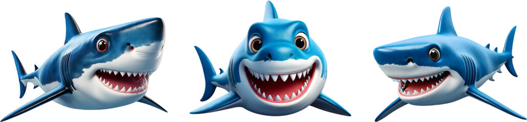 Playful Cartoon Sharks with Big Smiles