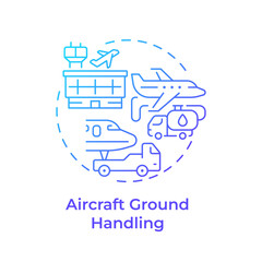 Aircraft ground handling blue gradient concept icon. Airline management, airplane maintenance. Round shape line illustration. Abstract idea. Graphic design. Easy to use in infographic, presentation