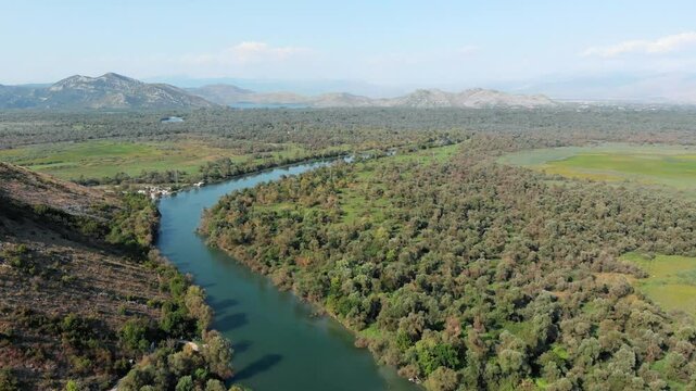 Aerial: Morača river in Montenegro