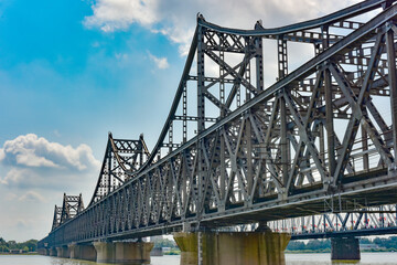 The steel bridge connecting the Yalu River in China to North Korea