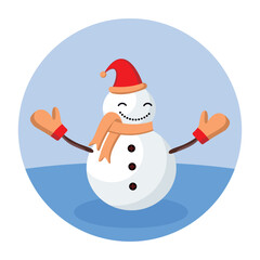 Snowman with Colorful Attributes Cute Simple Flat Vector