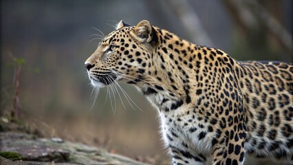 Obraz premium A lone leopard in the forest.