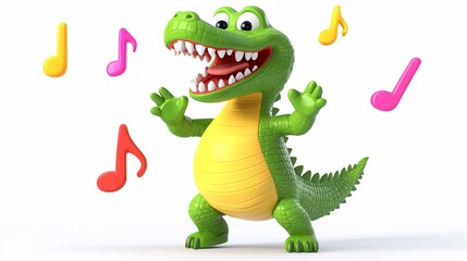 Obraz premium 3D Cartoon Crocodile Dancing Joyfully