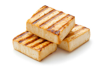Grilled tofu , isolated on white background