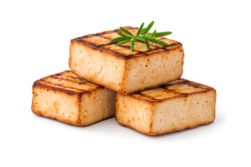Grilled tofu , isolated on white background