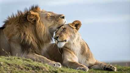 Naklejka premium Lions in love