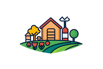 Fototapeta premium Organic farm vector style illustration isolated on white
