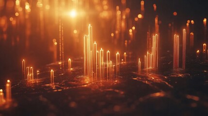 Abstract 3D rendering of glowing lines and geometric shapes against a dark background.