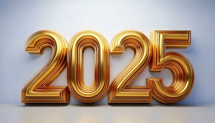 3D Gold Text for Happy New Year 2025, AI Generated